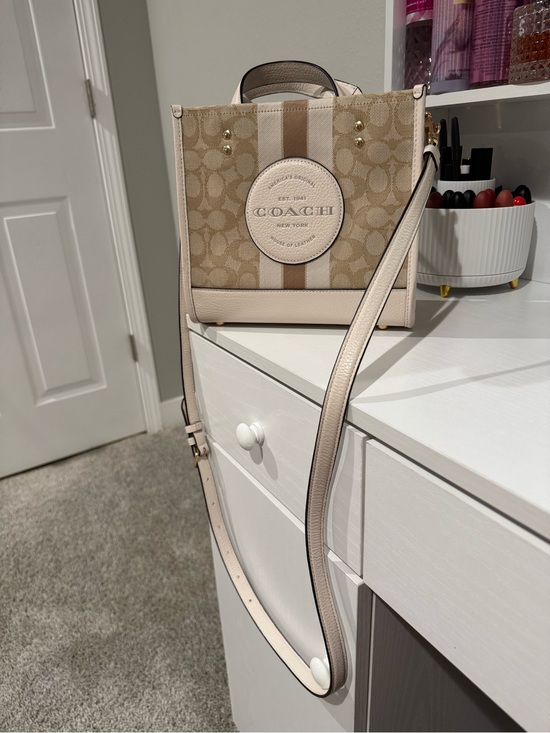Coach Handbags - Coach Tan & Cream Signature Crossbody Bag